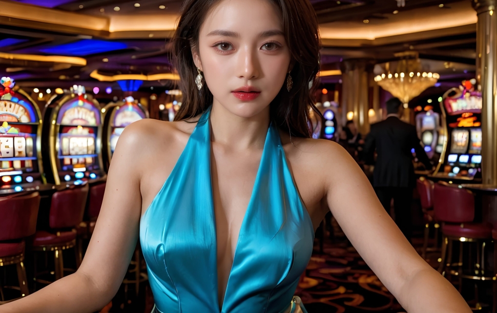 woman-blue-dress-is-sitting-front-poker-table